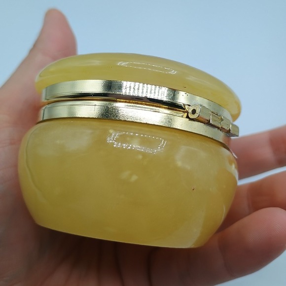 Vintage Genuine Alabaster Jewelry Trinket Hinge Floral Norstrom - Picture 6 of 10